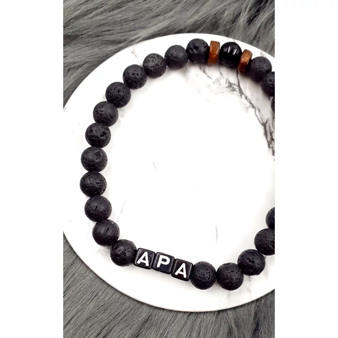 "Apa" feliratos karkötő lávakő ásványból_1