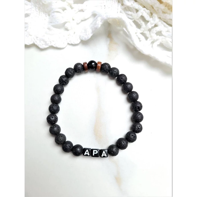 "Apa" feliratos karkötő lávakő ásványból_1