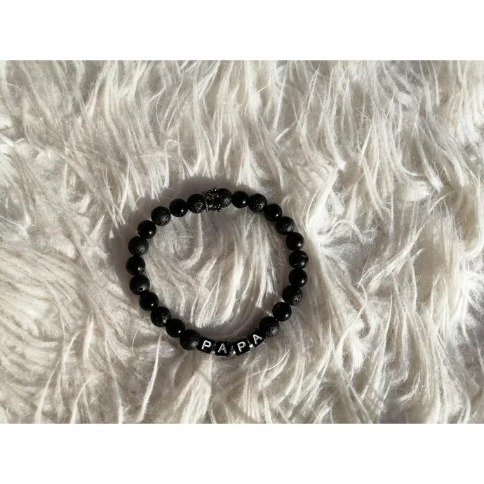 "PAPA" feliratos korona medálos ásványkarkötő
