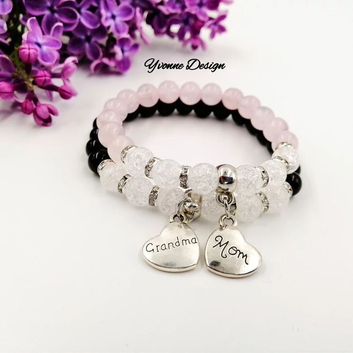 "Grandma" medálos ónix-hegyikristály ásványkarkötő_1