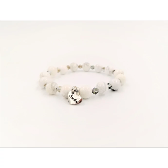 Gravírozott "Szeretlek"  szivecske medálos ásványkarkötő_1