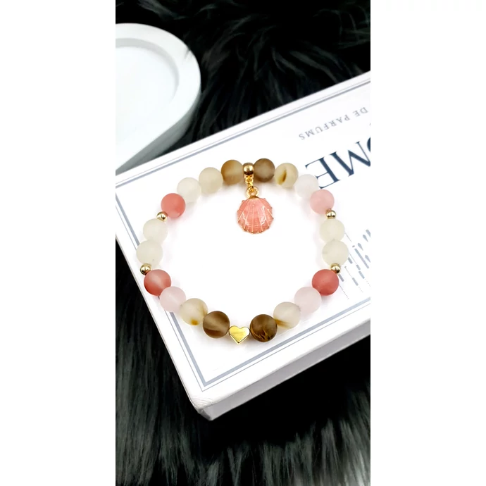 Rózsaopál kagyló medálos ásványkarkötő_1