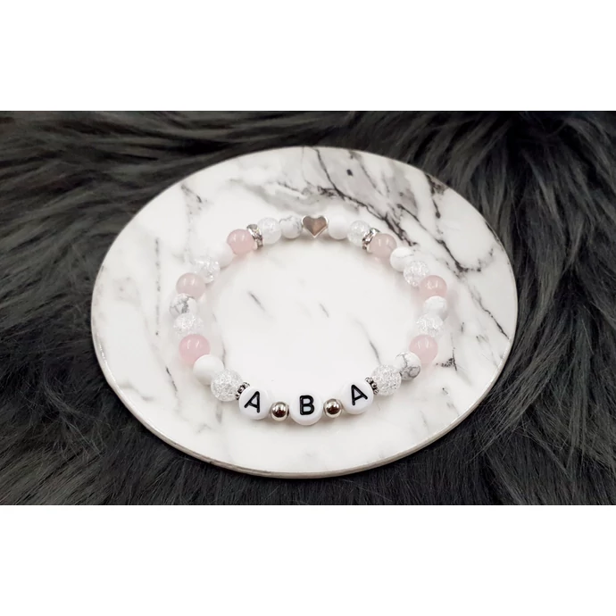 Barátság karkötő három betűvel betűs karkötő ásvány ékszer összetartozás közös karkötő