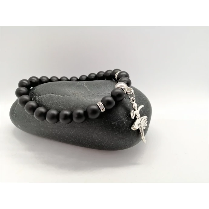 Balerina medálos matt ónix ásványkarkötő_1