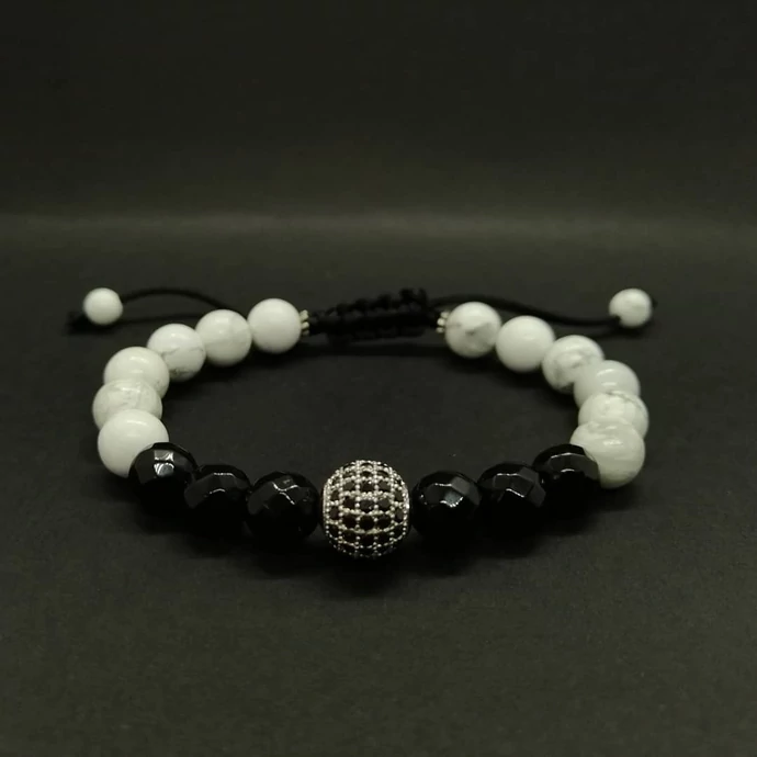 LUXURY zsinóros ásványkarkötő "SILVER"