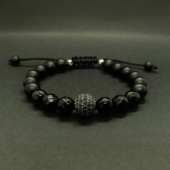 LUXURY zsinóros ásványkarkötő &quot;BLACK&quot;