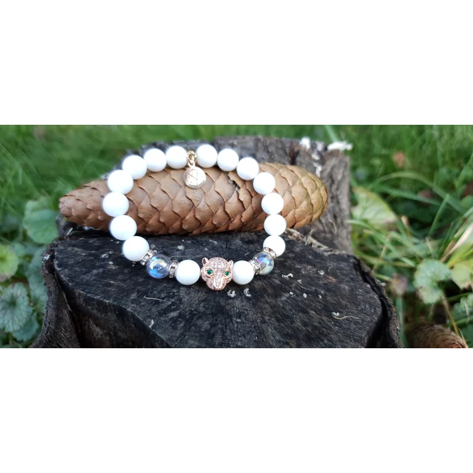 Leopárdfej "Rosegold" LUXURY ásványkarkötő_2