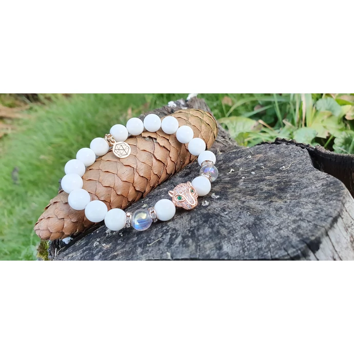 Leopárdfej "Rosegold" LUXURY ásványkarkötő_3