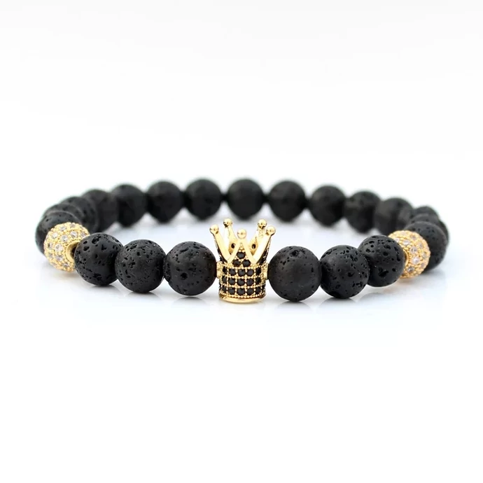 Gyönyörű LUXURY ásványkarkötő arany koronás