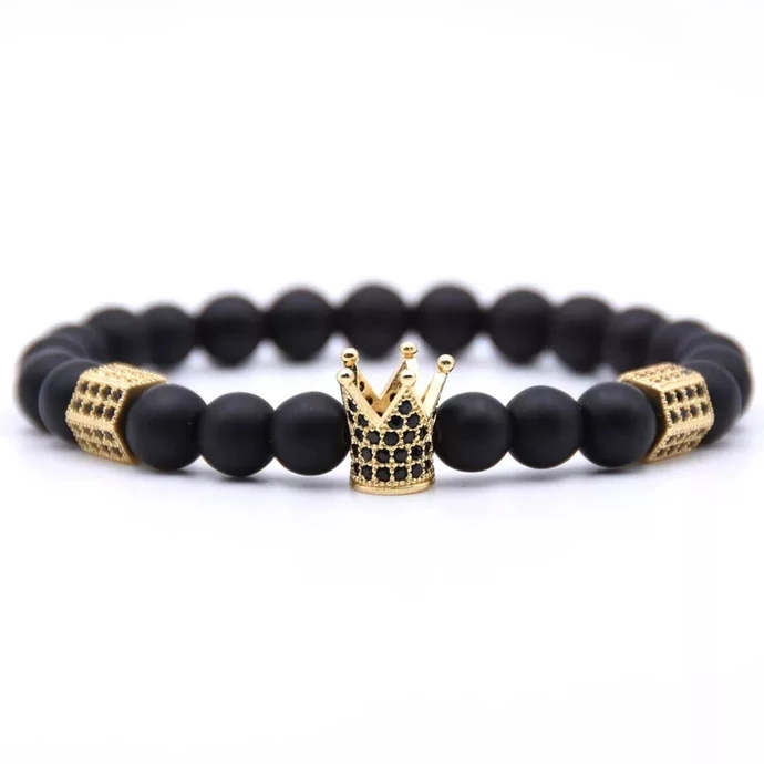 LUXURY ásványkarkötő 3 medállal