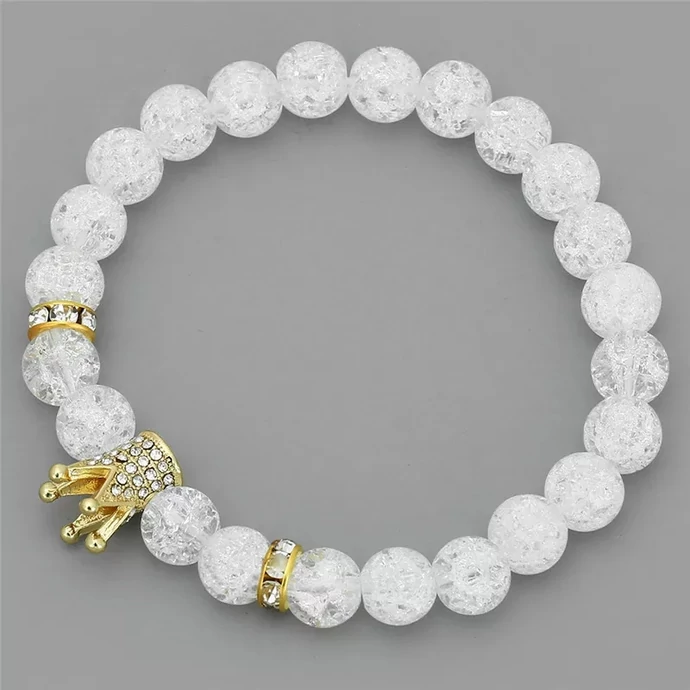 Hegyikristály LUXURY ásványkarkötő arany koronával_1