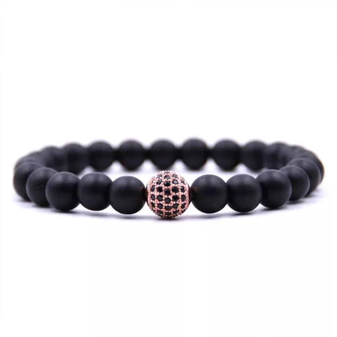 Álomszép cirkon gömb LUXURY ásványkarkötő "rosegold"