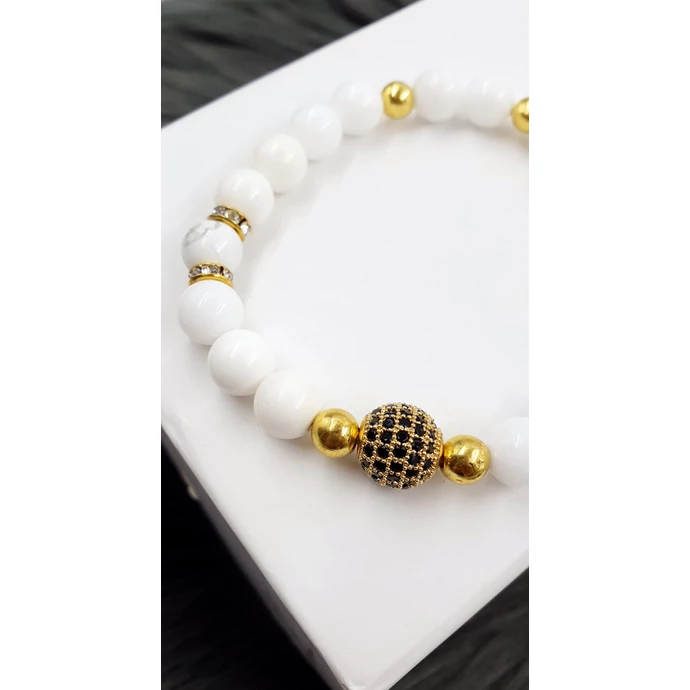 Álomszép cirkon gömb LUXURY ásványkarkötő "gold"_1