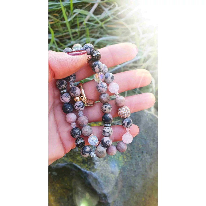 Álomszép cirkon  LUXURY ásványkarkötő "leopárd jáspis"