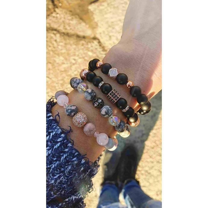 Álomszép cirkon  LUXURY ásványkarkötő "leopárd jáspis"