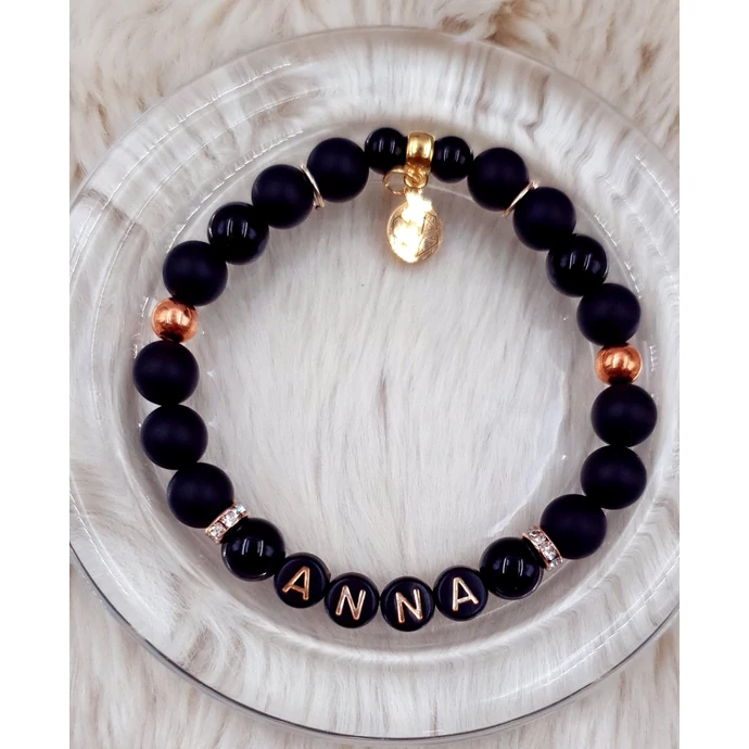 Névvel elátott ásványkarkötő "rosegold"