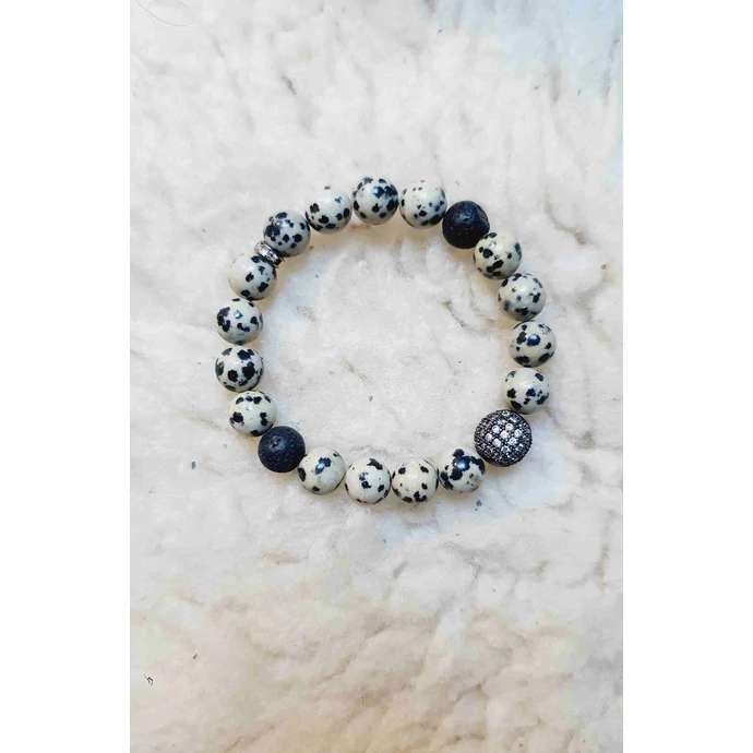 Dalmatajáspis cirkon gömb LUXURY ásványkarkötő