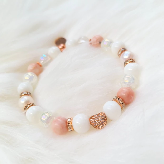 ROSEGOLD szív luxury ásványkarkötő