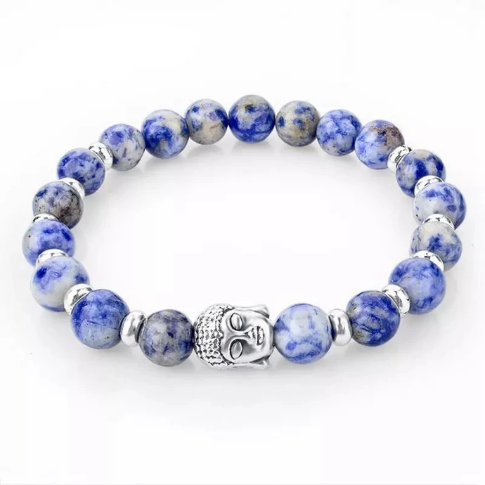 Szodalit buddha fejes ásványkarkötő