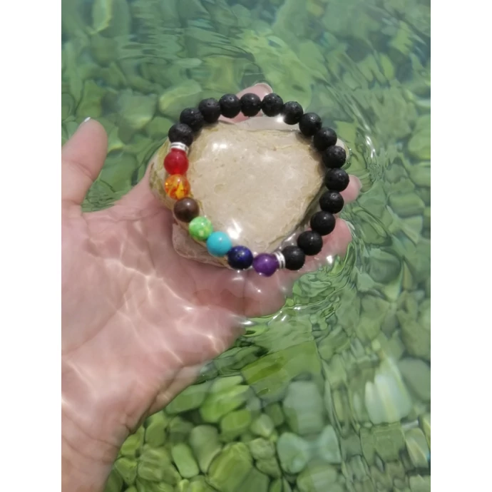 7 csakra karkötő lávakőből