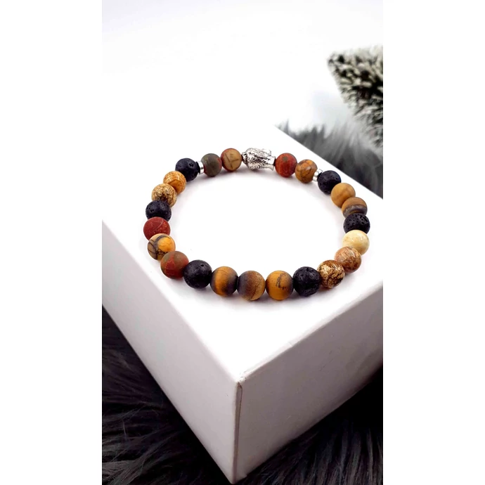 Buddha fejes ásványkarkötő picasso jáspis ásványból