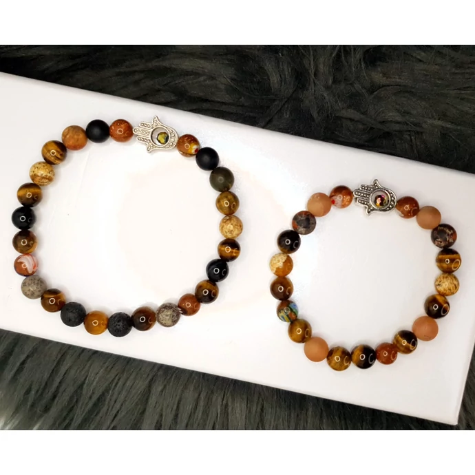 Hamzsakéz jáspis ásványos pároskarkötő