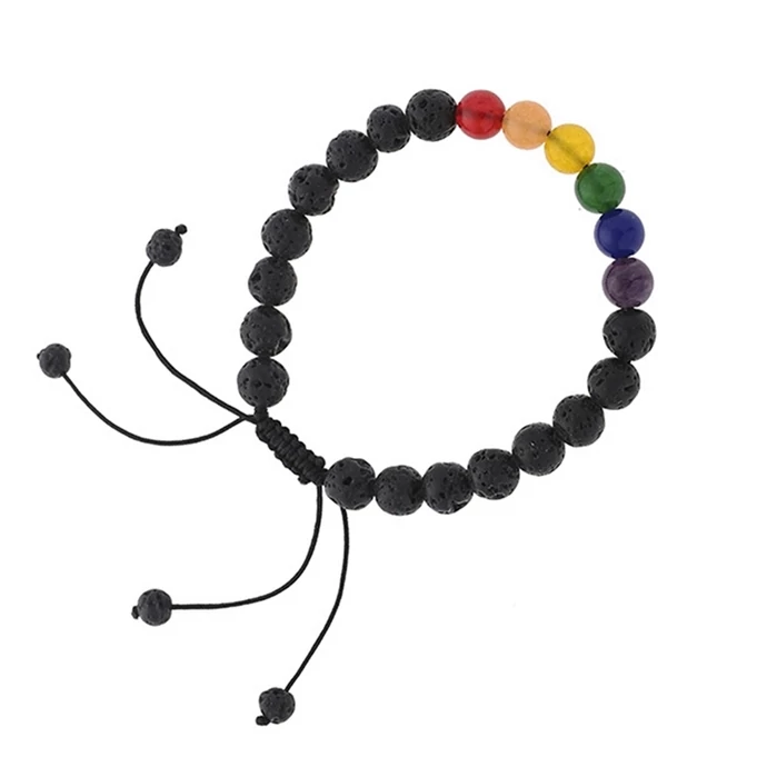 Zsinór 7 csakra karkötő lávakővől _1