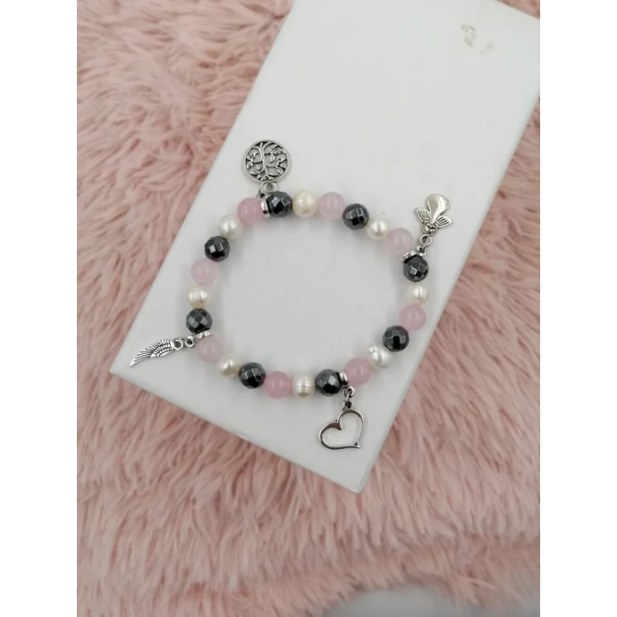 Angyalkás charm ásványkarkötő 