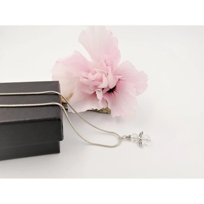 Ezüstözött  nyaklánc  angyalka medállal_1