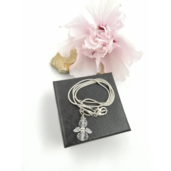 Ezüstözött  nyaklánc  angyalka medállal