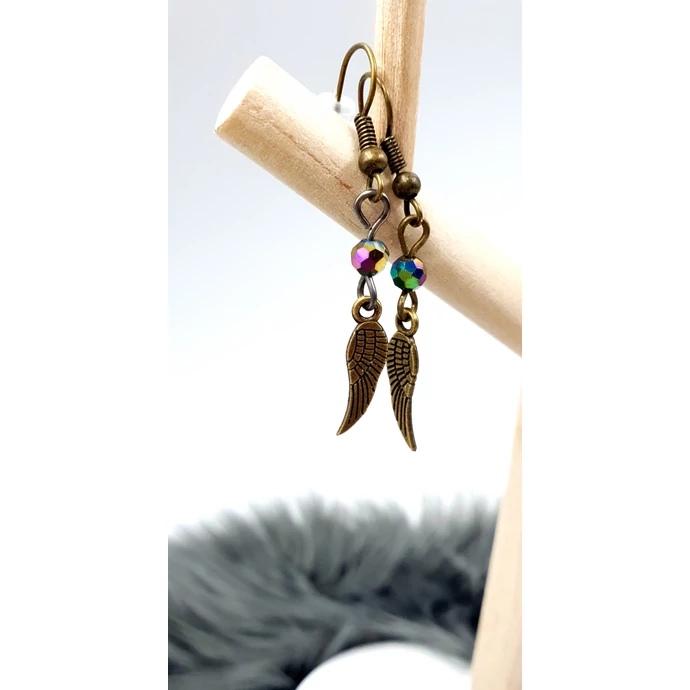 Angyalszárny "bronz" gyöngyös fülbevaló _1