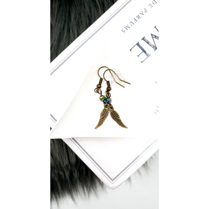 Angyalszárny "bronz" gyöngyös fülbevaló _2