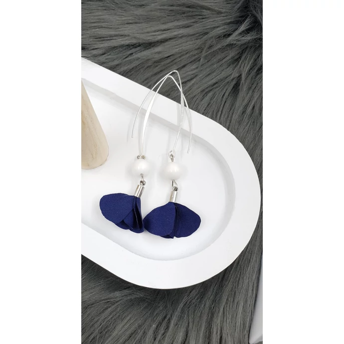 "Kék virág" gyöngyös fülbevaló _1