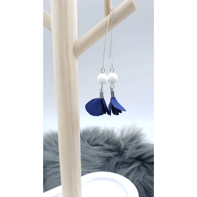 "Kék virág" gyöngyös fülbevaló 