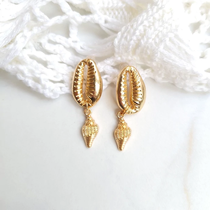  Rosegold kagyló - csiga fülbevaló 