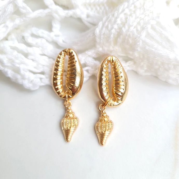  Rosegold kagyló - csiga fülbevaló 