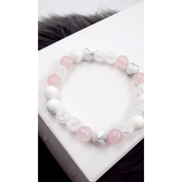 Kristály karkötő "rózsakvarc-hegyikristály"_1