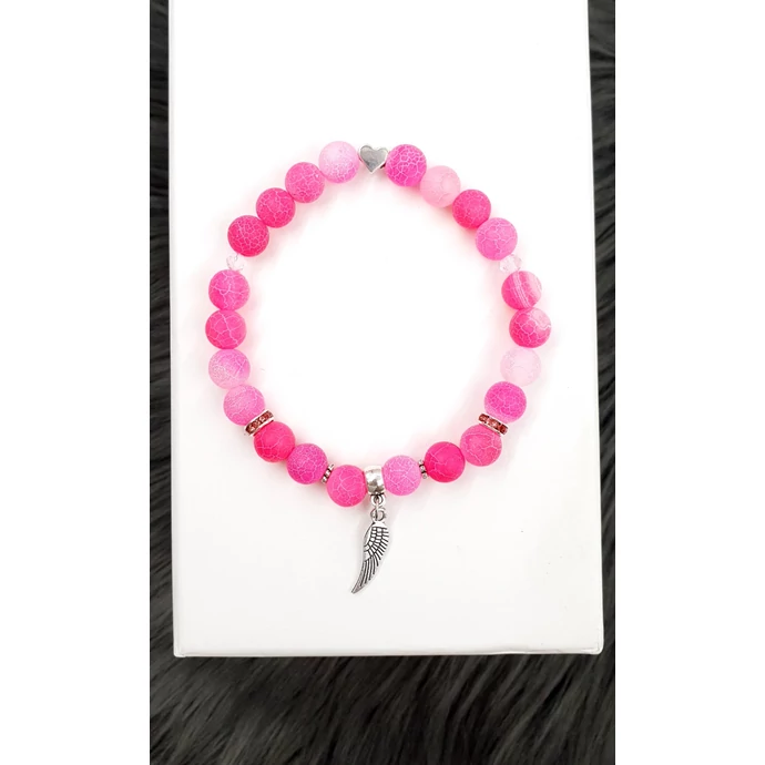 Angyalszárny pink achát ásványkarkötő_1