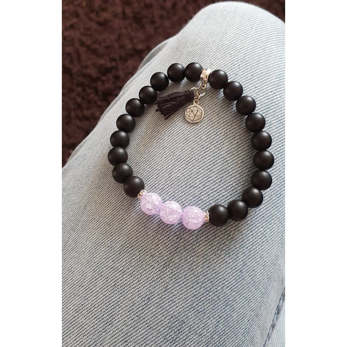 Álomszép lila roppantott hegyikristály ásványkarkötő_1