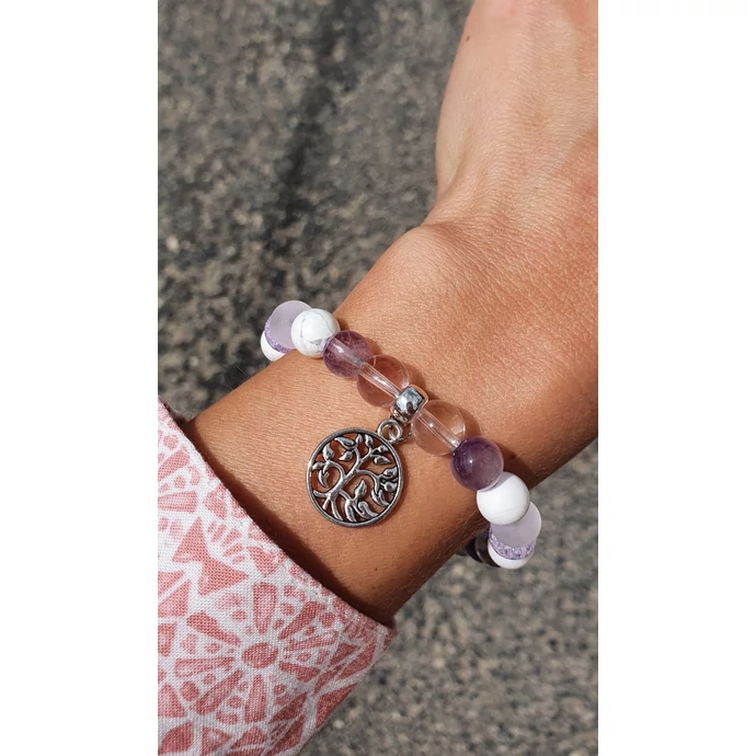 Életfa medálos "lila álom" kristálykarkötő