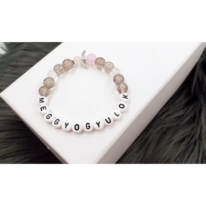 "Meggyógyulok" feliratos füstkvarc ásványkarkötő_1