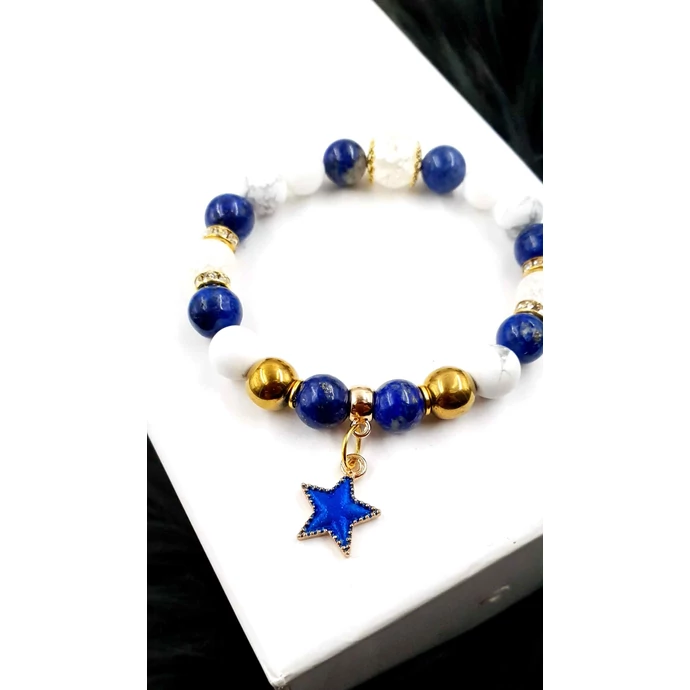 Kék csillag medálkás ásványkarkötő