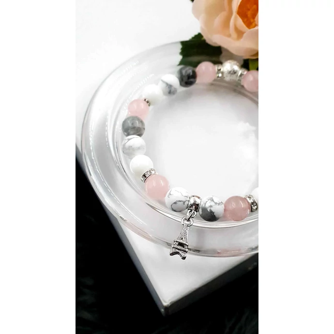 Eiffel-torony medálos ásványkarkötő