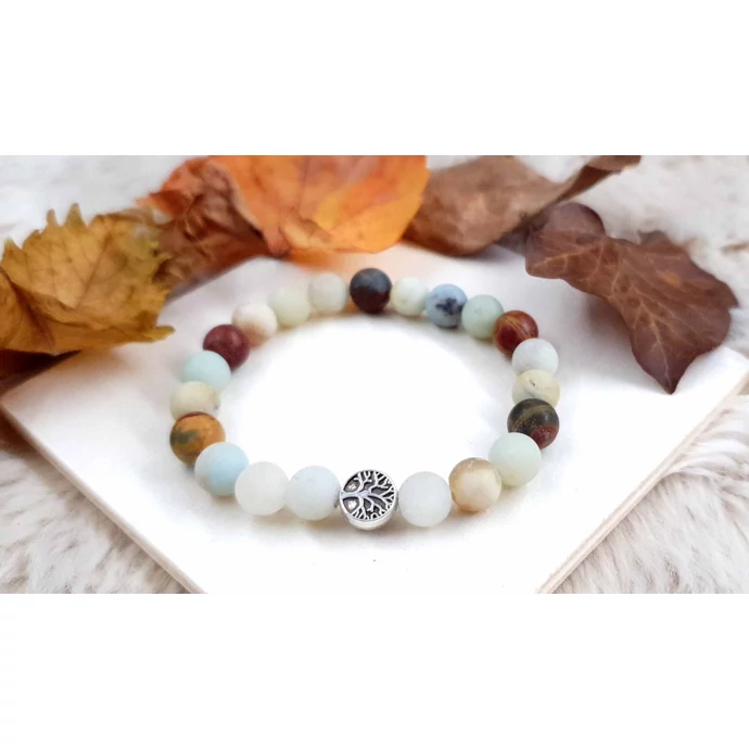 Életfa medálkás amazonit ásványkarkötő