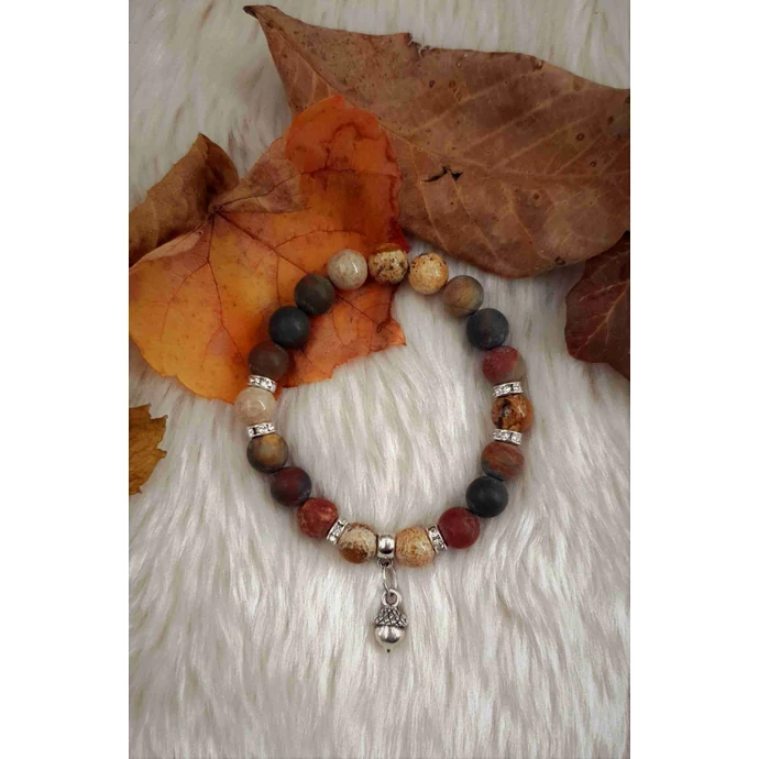 Makk medálkás ásványkarkötő 