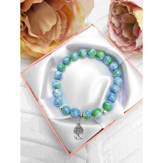 Életfa medálos kalcedon karkötő