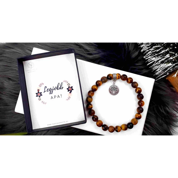 "Legjobb Apa!" díszdobozos ásványkarkötő (my family my love)