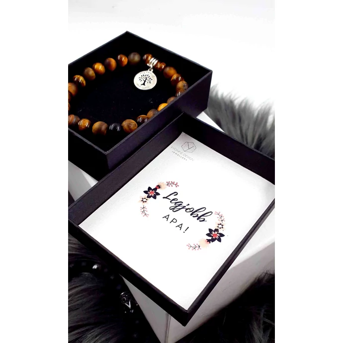 "Legjobb Apa!" díszdobozos ásványkarkötő (my family my love)