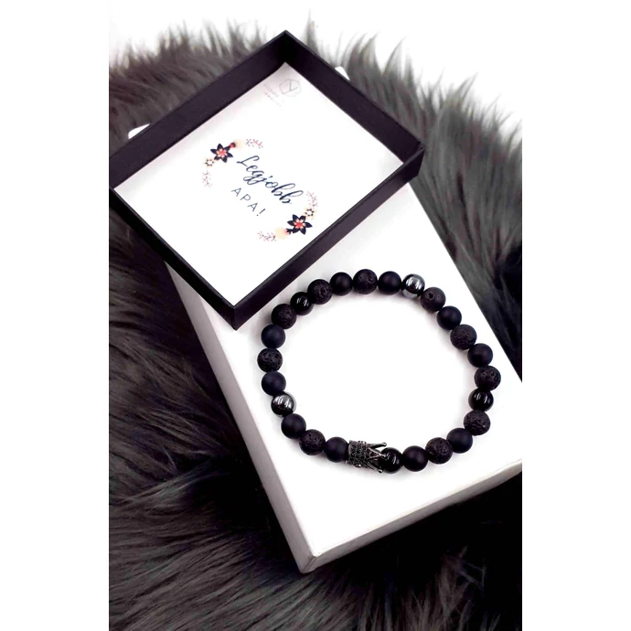 Legjobb Apa! díszdobozos ásványkarkötő - korona