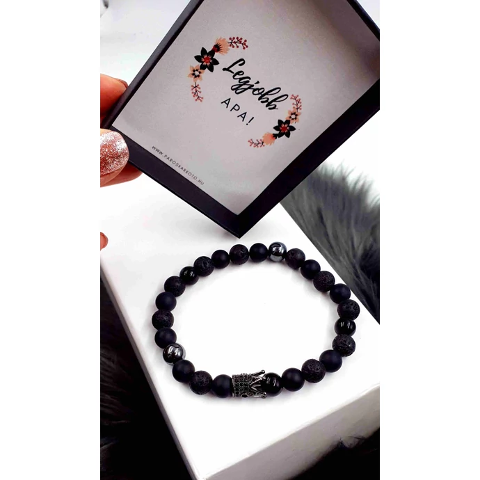 Legjobb Apa! díszdobozos ásványkarkötő - korona